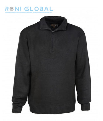 Pull de travail homme, col zippé, en acrylique et laine - PULL COL CAMIONNEUR CITYGUARD