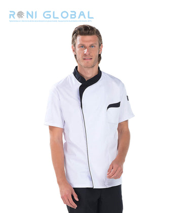 Veste de cuisine homme manches courtes en coton/polyester 3 poches - JOHAN REMI CONFECTION