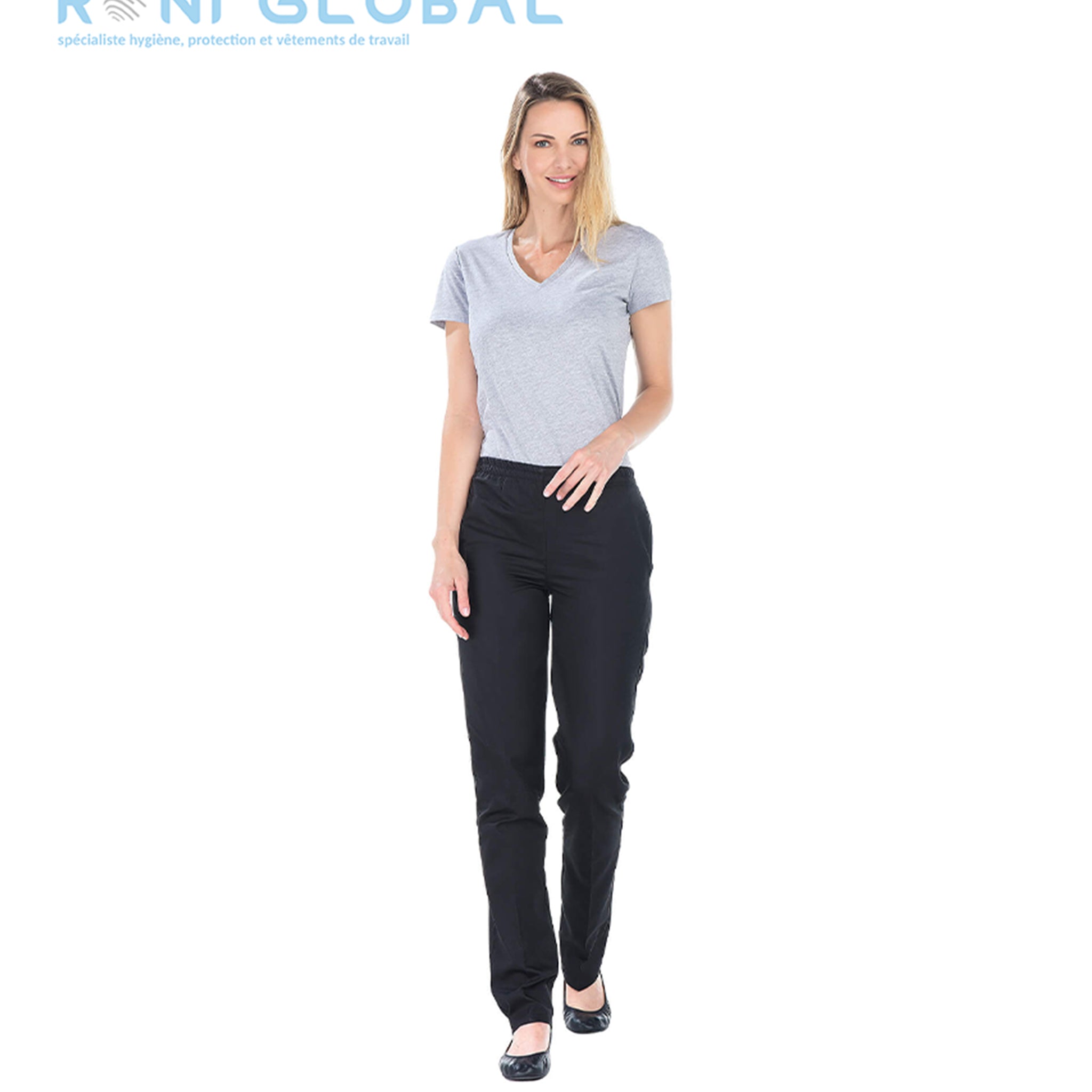 Pantalon de travail unisexe en polyester/coton avec ceinture élastiquée et 2 poches - HAWAI REMI CONFECTION