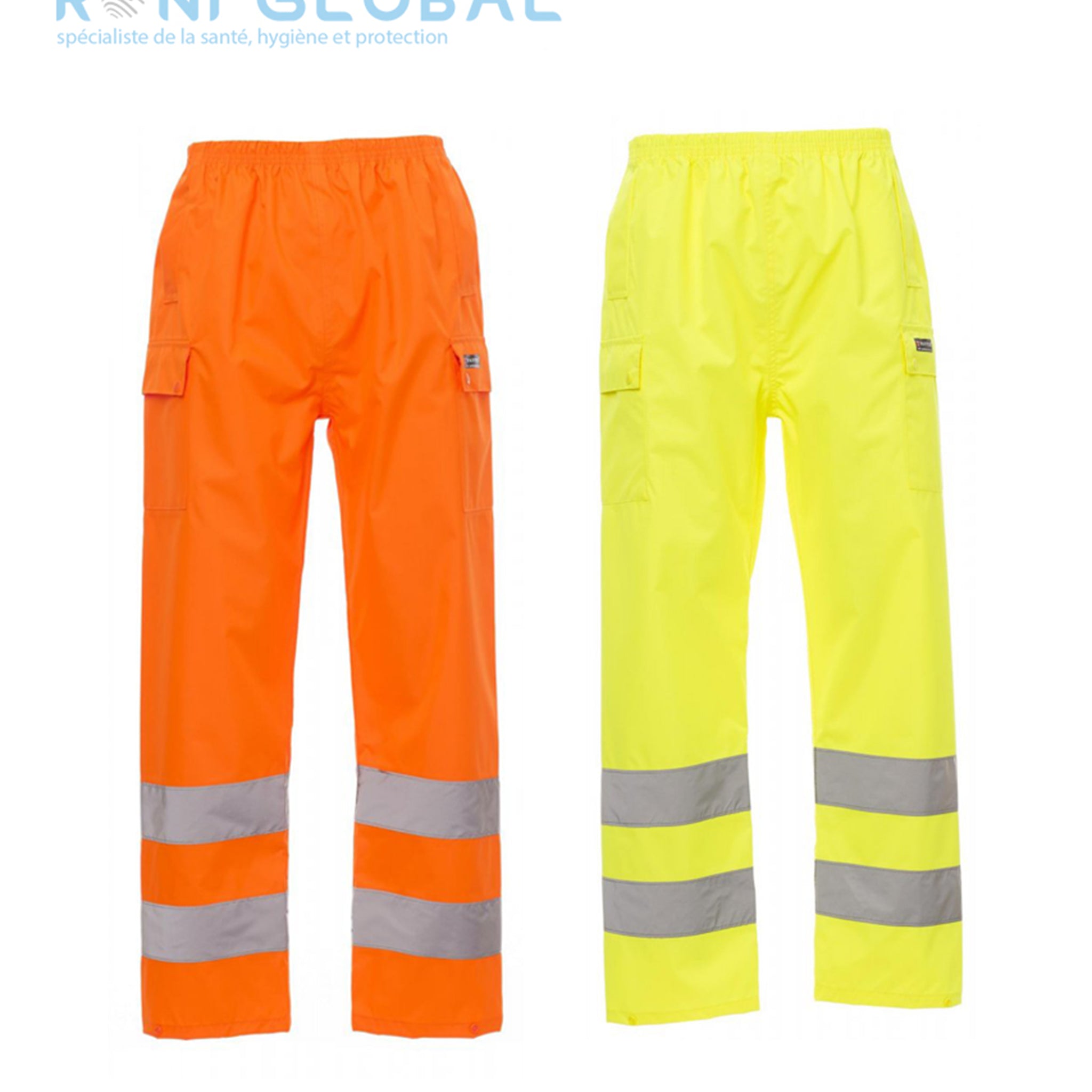 Pantalon de sécurité homme haute visibilité et anti-pluie en polyester enduit PU 2 poches CLASS 2 - HURRICANE PAYPER