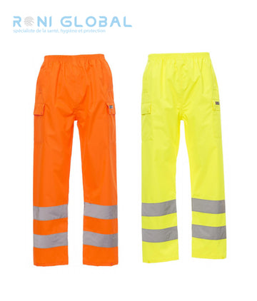 Pantalon de sécurité homme haute visibilité et anti-pluie en polyester enduit PU 2 poches CLASS 2 - HURRICANE PAYPER