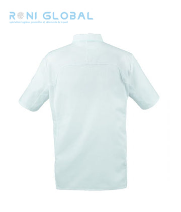 Veste de cuisine blanche unisexe manches courtes, coupe slim en polyester/coton 37.5® - BOLT MC 37.5® ROBUR