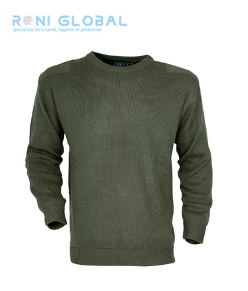 Pull de travail homme col rond, avec renforts aux épaules et coudes, en acrylique - PULL COMMANDO CITYGUARD