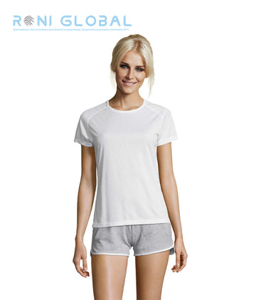 T-shirt de travail femme manches raglan, en mesh polyester effet respirant - SPORTY SOL'S