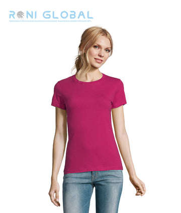 T-shirt de travail femme manches courtes, col rond, en jersey coton semi-peigné - IMPERIAL SOL'S