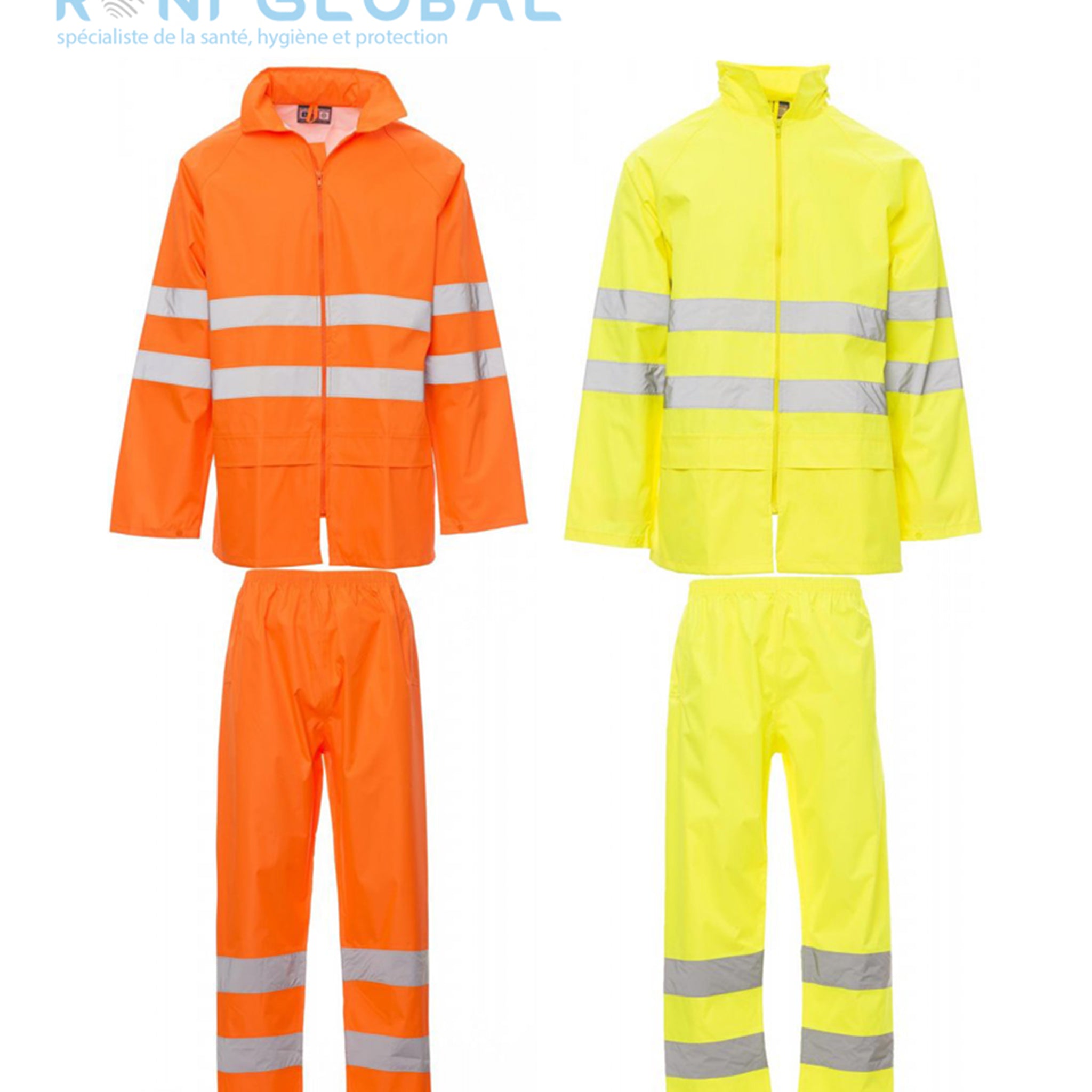 Ensemble de travail homme haute visibilité anti-pluie en polyester coupe droite CLASS 3 - HI-VI RAINSET PAYPER