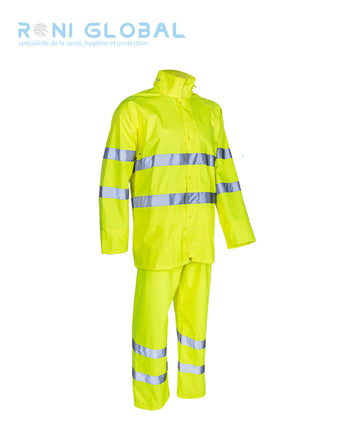 Ensemble de sécurité haute visibilité, anti-pluie en polyester enduit polyuréthane CLASS 3 - KAWA COVERGUARD
