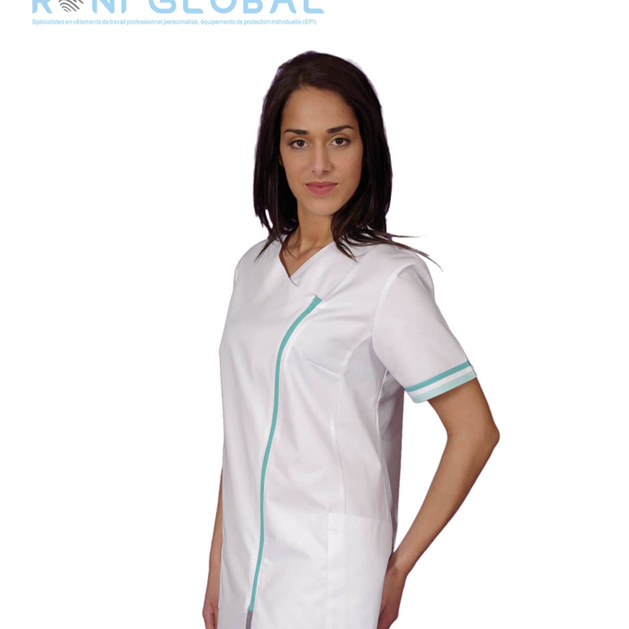 Tunique de travail médicale femme manches courtes en coton/polyester 2 poches - EMILIE REMI CONFECTION