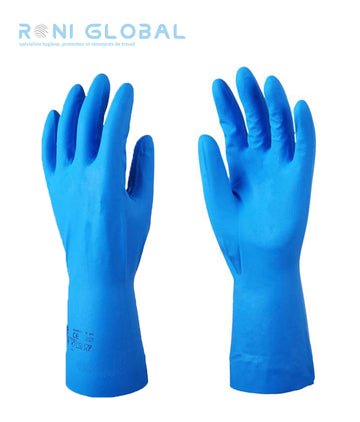 Gant de protection chimique modérée en acrylonitrile bleu enduit au nitrile étanche TYPE B - EUROCHEM N5560 COVERGUARD (boîte de 10 paires)
