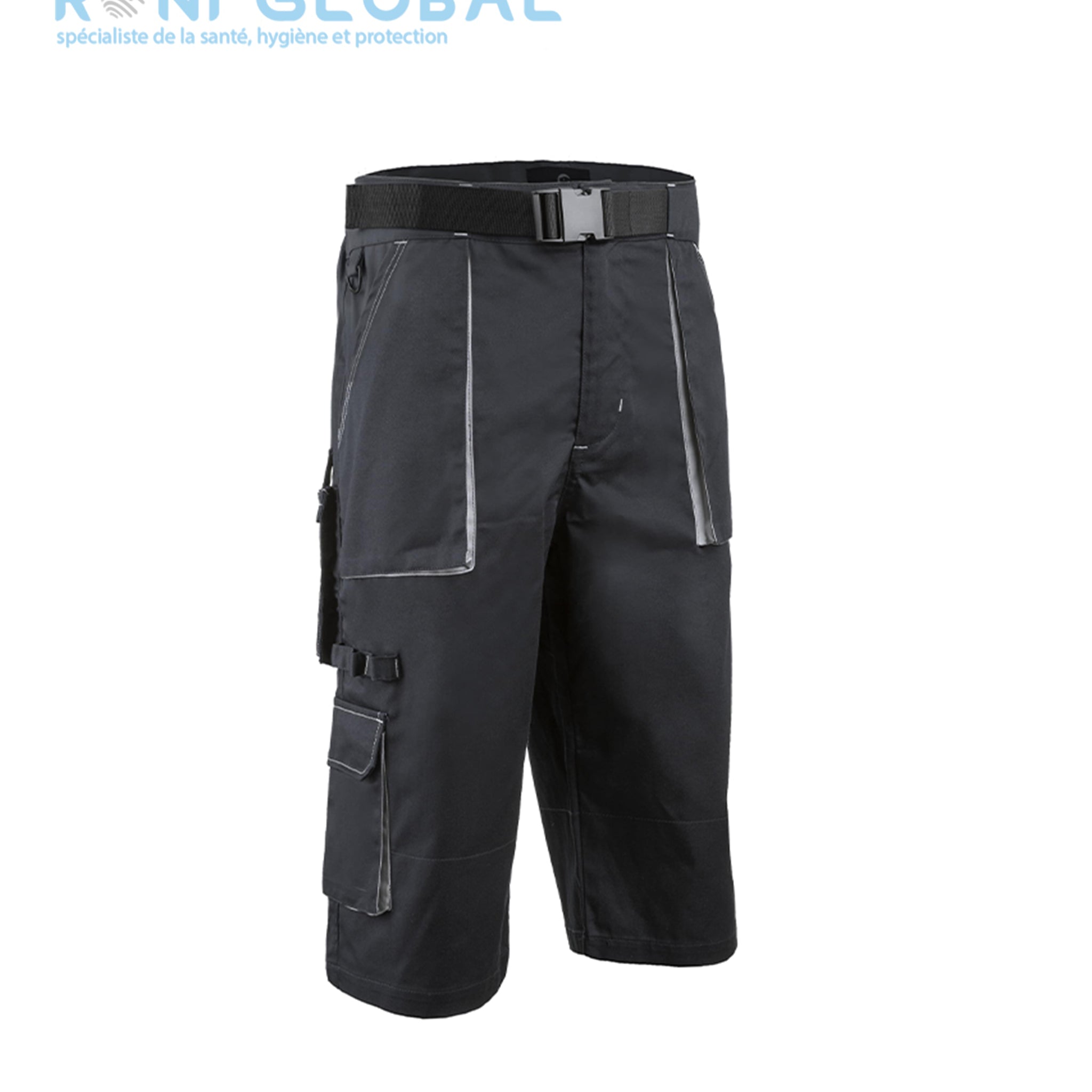 Bermuda long de travail en coton et polyester 7 poches - NAVY/PADDOCK II COVERGUARD
