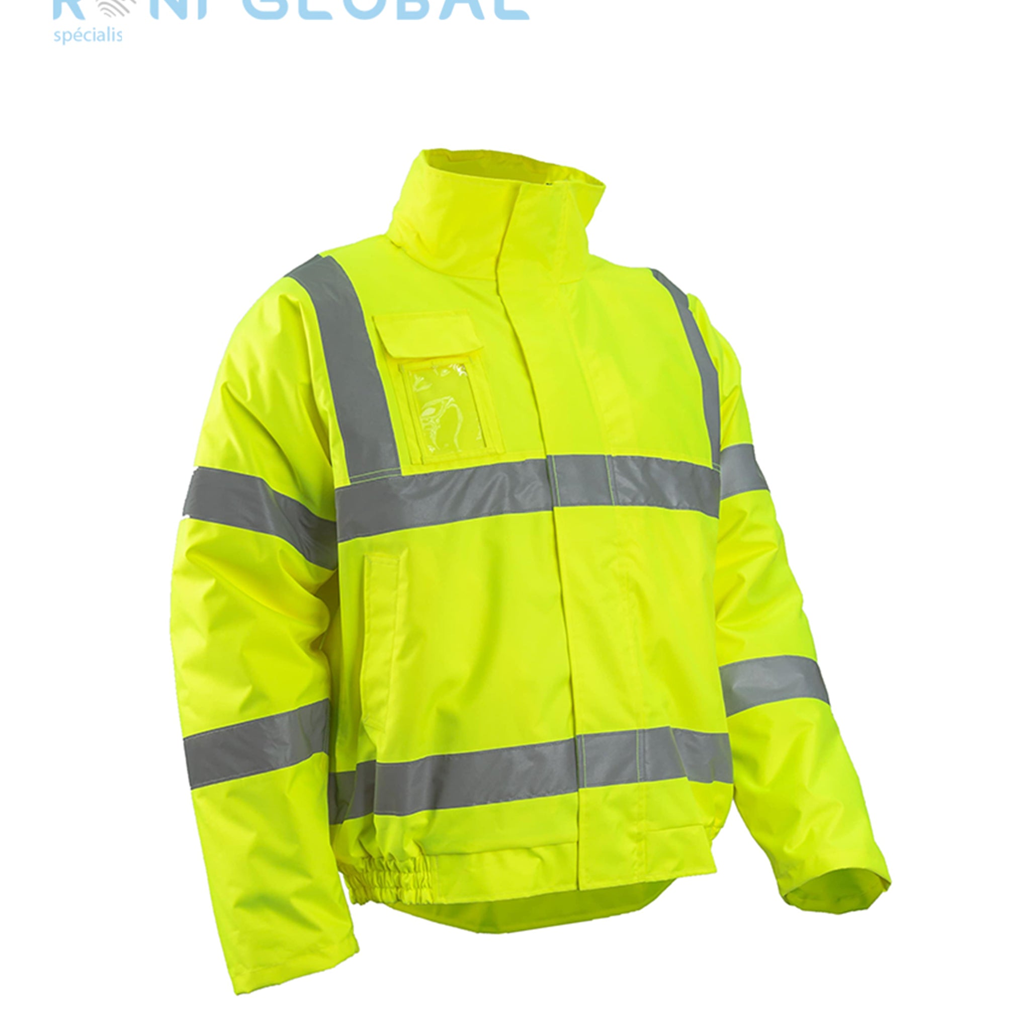 Blouson de travail haute visibilité, anti-pluie, anti-froid thermique et coupe-vent en polyester enduit polyuréthane CLASS 3 - SOUKOU COVERGUARD
