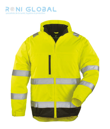 Veste de sécurité haute visibilité 2en1 anti-froid et anti-pluie thermique polyester enduit polyuréthane 4 poches CLASS 2 - HI-WAY COVERGUARD