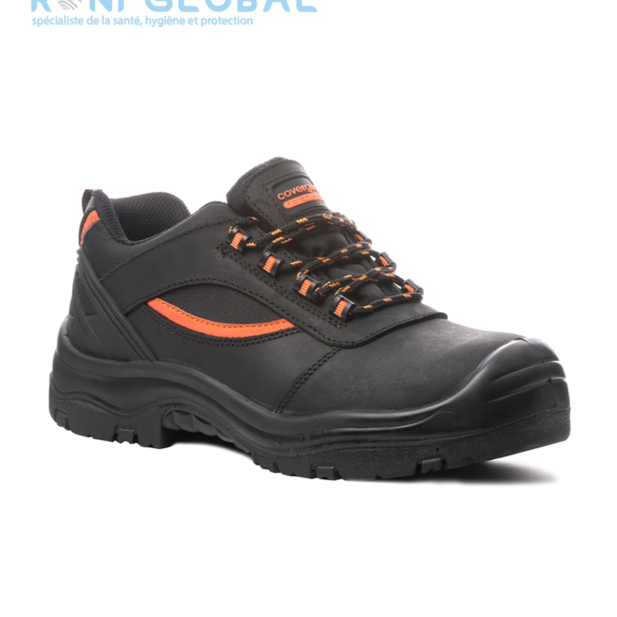 Chaussure basse de sécurité antidérapant noire en cuir pleine fleur CE S3 SRC - PEARL COVERGUARD