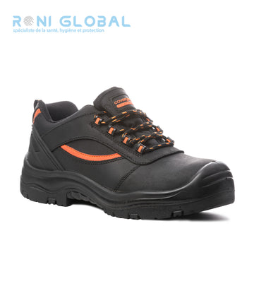 Chaussure basse de sécurité antidérapant noire en cuir pleine fleur CE S3 SRC - PEARL COVERGUARD