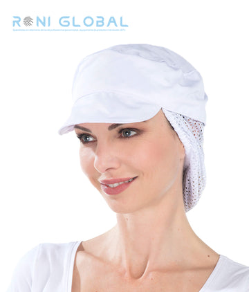Casquette alimentaire blanche réglable avec filet - CASQUETTE FILET REMI CONFECTION