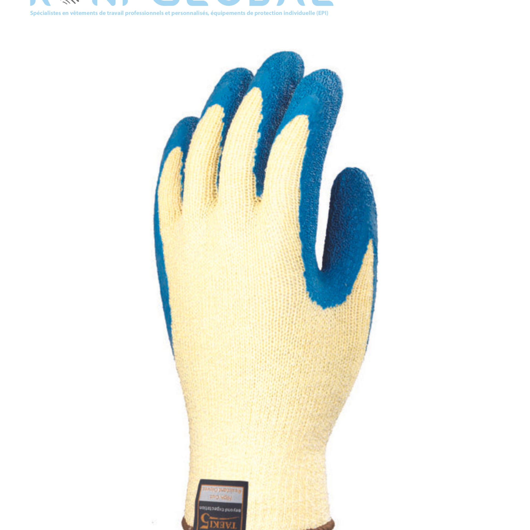 Gant de protection thermique en tricot à base de fibres de verre/fibres synthétiques/élasthanne enduit au latex anti-chaleur et anti-coupure CUT C HOT 2 - EUROHEAT 7070 COVERGUARD (boîte de 10 paires)