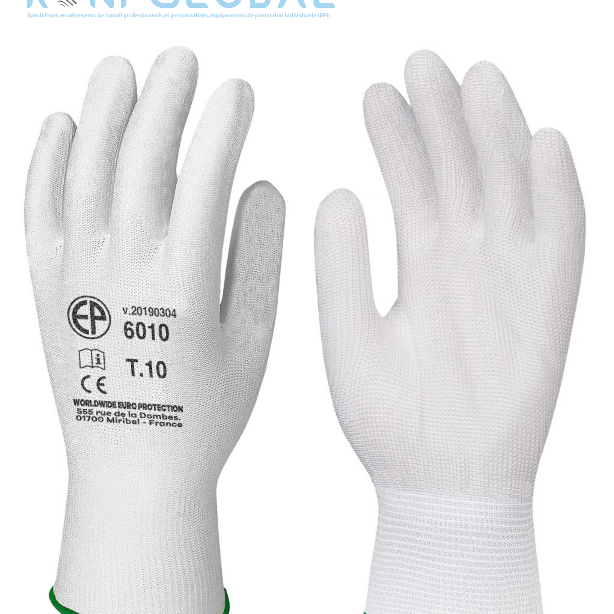 Gant de protection des pièces en tricot à base de polyamide sans enduction - EUROLITE 6009 COVERGUARD (boîte de 10 paires)
