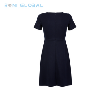 Robe midi de travail bleu femme manches courtes en polyester/viscose/élasthanne - NEOBLU CAMILLE SOL'S