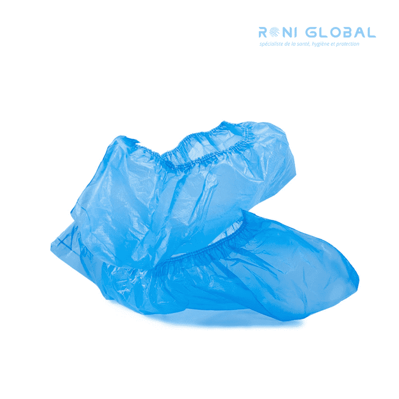 Surchaussures jetable non stériles imperméable bleu en polyéthylène (1000 pièces)