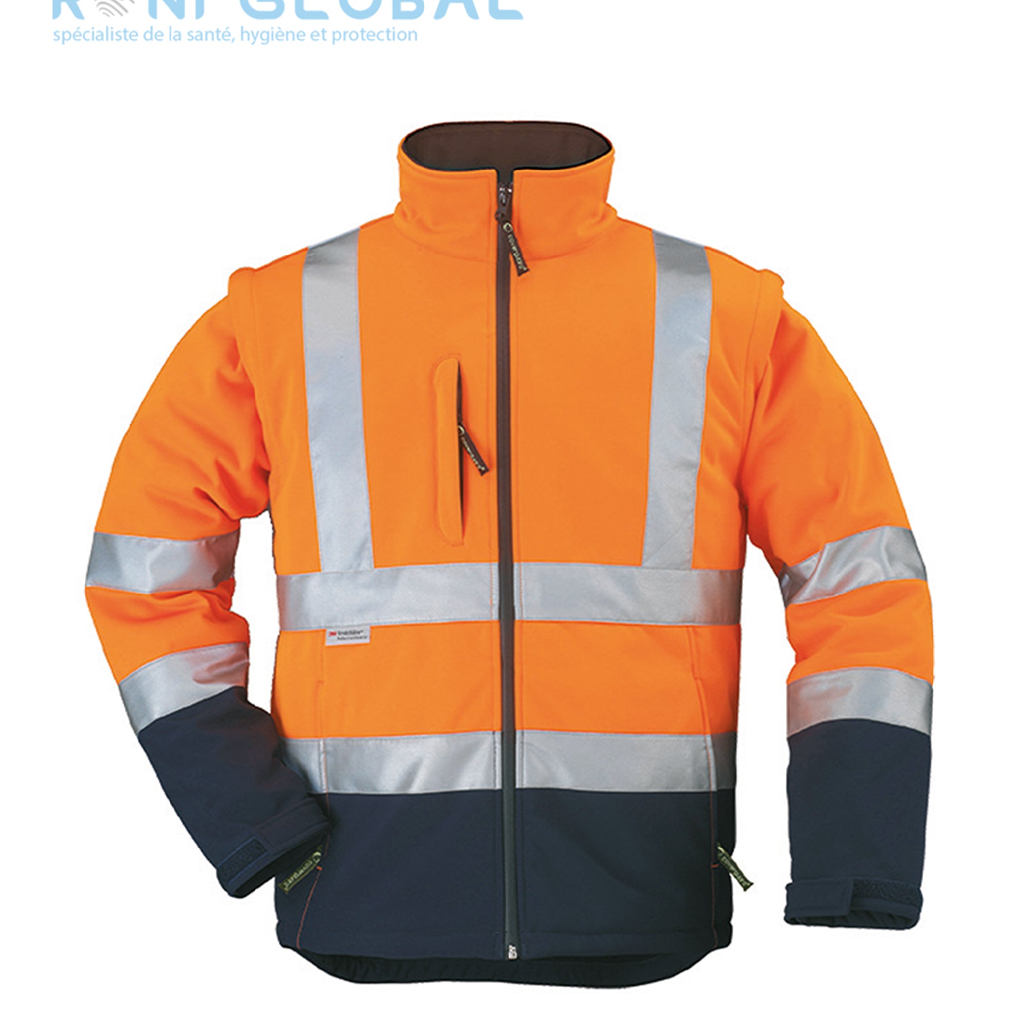 Veste de sécurité haute visibilité 2en1 Softshell micro polaire en polyester stretch mécanique 5 poches CLASS 3 - STATION COVERGUARD