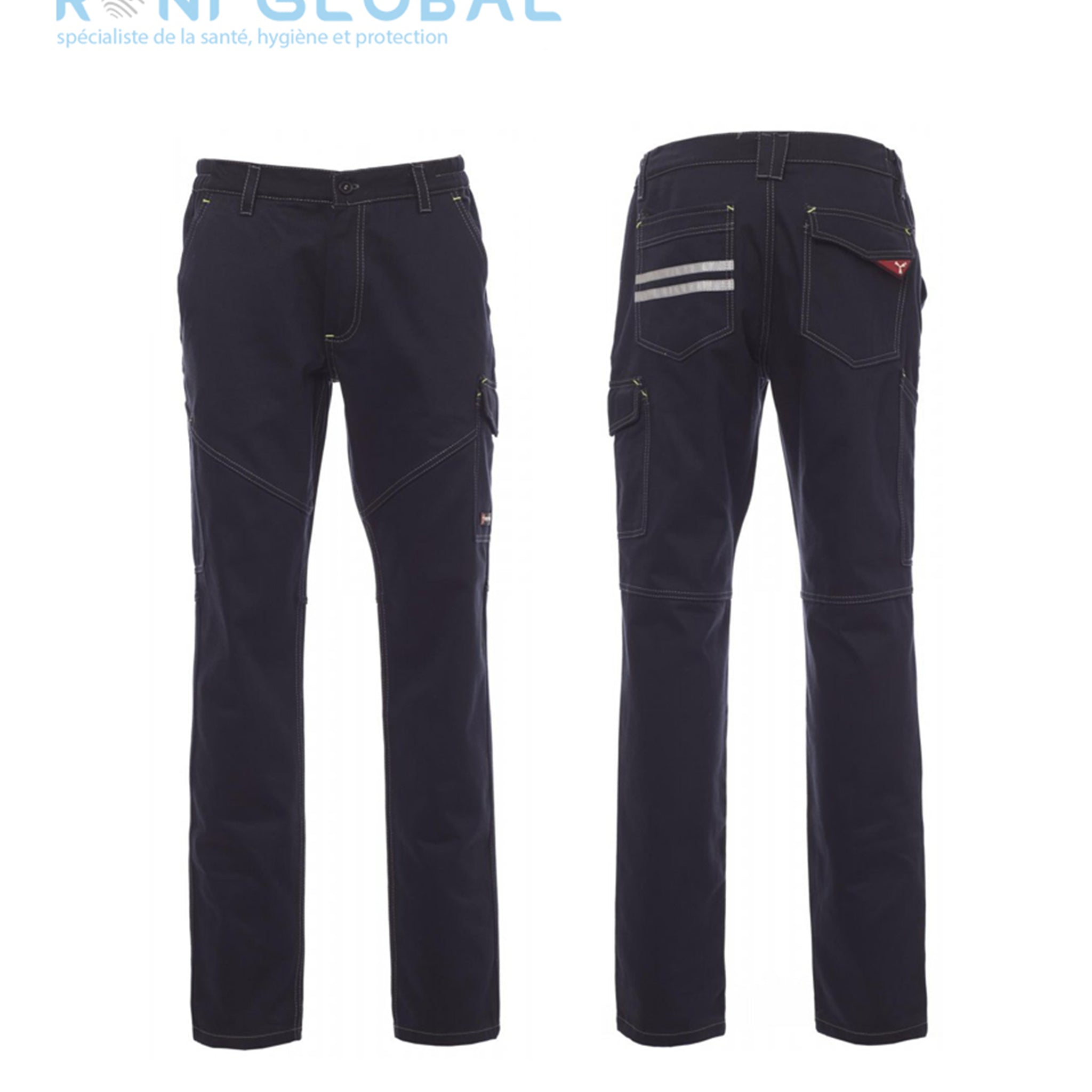 Pantalon de travail marine unisexe pour hiver en coton avec élastiques latéraux et passants à la taille et 6 poches - WORKER WINTER PAYPER